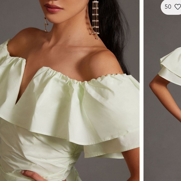 Anthropologie Maeve Ruched Off-The-Shoulder Dress - Picture 4 of 7